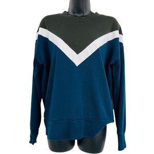 Sweaty Betty Blue and White Chevron Sweatshirt